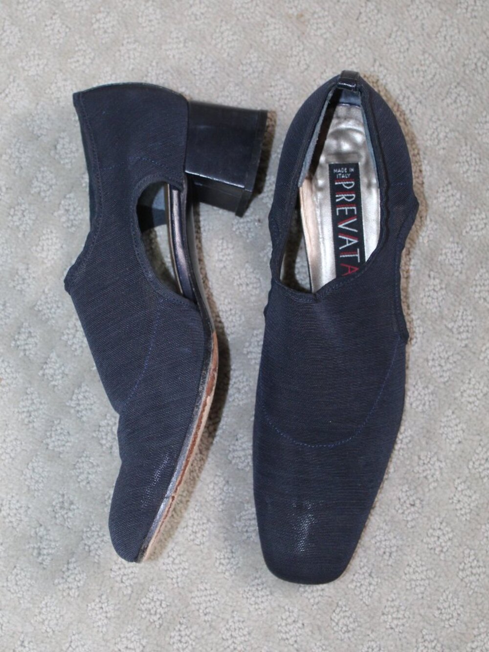 Pevata Size 8 Black Mesh & Leather 1.75" Heel Dress Shoe